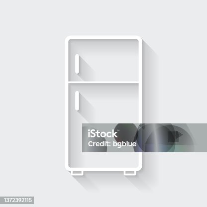 istock Refrigerator. Icon with long shadow on blank background - Flat Design 1372392115