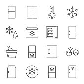 istock Refrigerator set of vector icons line style 891522650