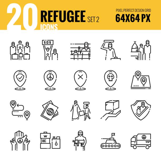 난민 및 이민 아이콘 2를 설정합니다. - migrants stock illustrations
