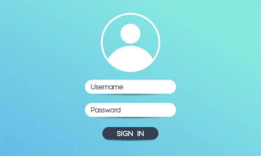 Register page design. Login form account user password identity ui web log screen security profile privacy app interface. Vector