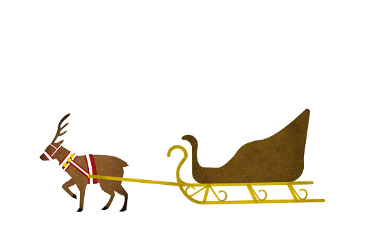Reindeer pulling an empty sled