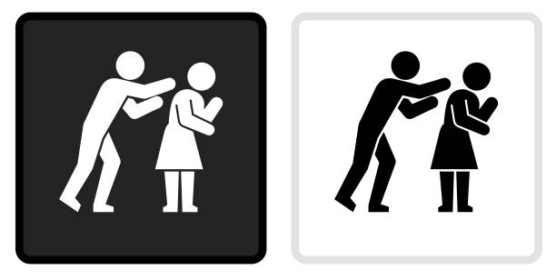 Relationship Problems Icon on  Black Button with White Rollover Relationship Problems Icon on  Black Button with White Rollover. This vector icon has two  variations. The first one on the left is dark gray with a black border and the second button on the right is white with a light gray border. The buttons are identical in size and will work perfectly as a roll-over combination. divorce borders stock illustrations