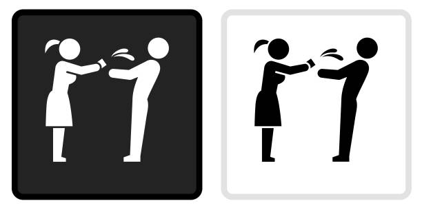 Relationship Problems Icon on  Black Button with White Rollover Relationship Problems Icon on  Black Button with White Rollover. This vector icon has two  variations. The first one on the left is dark gray with a black border and the second button on the right is white with a light gray border. The buttons are identical in size and will work perfectly as a roll-over combination. divorce borders stock illustrations