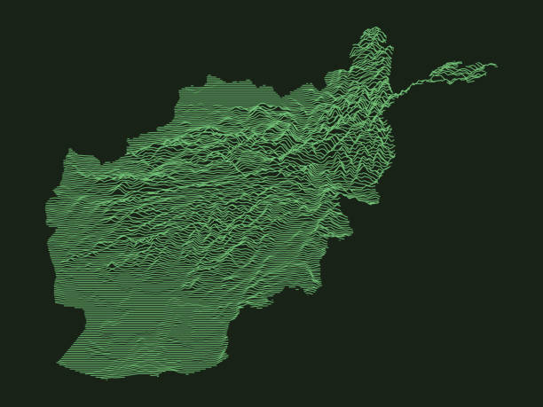 Relief Map of Afghanistan Tactical Military Emerald 3D Topography Map of Asian Country of Afghanistan afghanistan stock illustrations