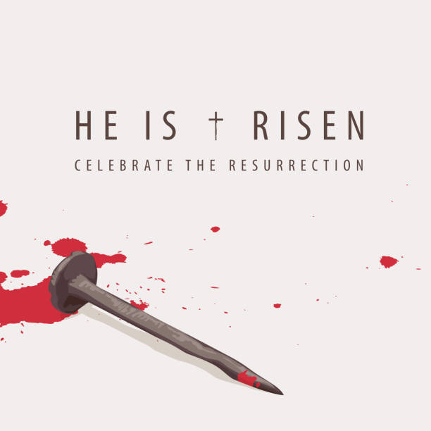 Religious banner with nail and drops of blood  good friday stock illustrations