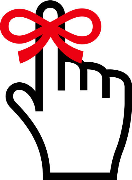 Reminder icon Reminder icon. Hand with finger on which is tied ribbon bow reminder stock illustrations