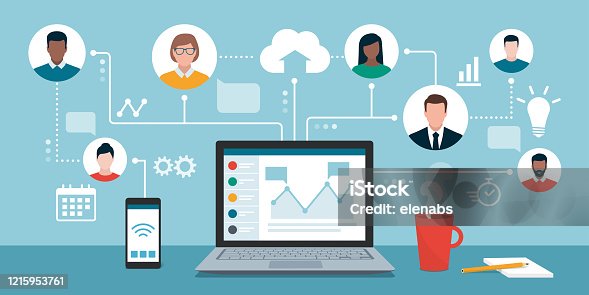 istock Remote working and virtual business team 1215953761