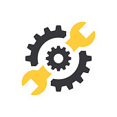istock Repair icon. Wrench and gears. Spanner and cog, cogwheel. Vector Illustration 1160639339