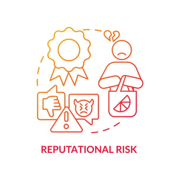 Reputational risk red gradient concept icon Reputational risk red gradient concept icon. Risk category abstract idea thin line illustration. Threats to company, brand reputation. Isolated outline drawing. Myriad Pro-Bold font used angry general manager stock illustrations