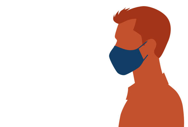 Colorful side view of male silhouette wearing mask