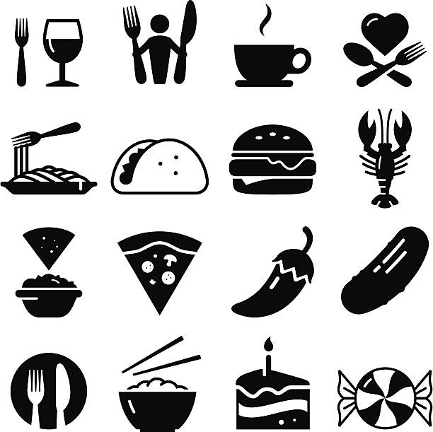 Restaurant Icons - Black Series Restaurant and dining icons. Professional icons for your print project or Web site. See more in this series. pasta clipart stock illustrations