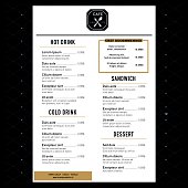 Restaurant Menu Design Template layout with text graphic elements Hipster style