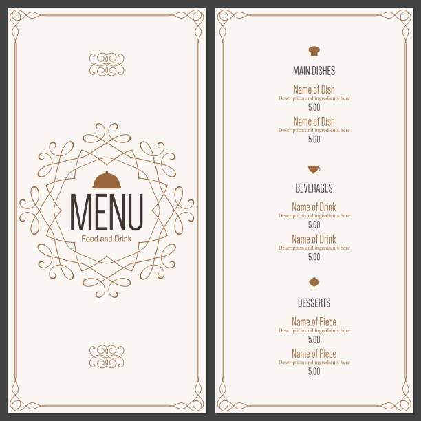 레스토랑 메뉴판 디자인 - 메뉴판 stock illustrations