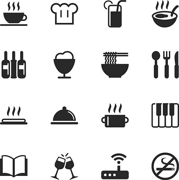 Restaurant Silhouette Icons | Set 2 Restaurant Silhouette Vector File Icons Set 2. pasta silhouettes stock illustrations