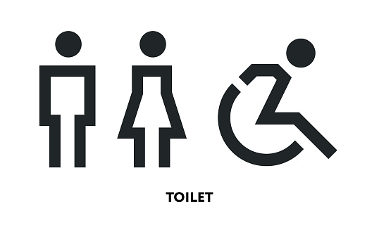 Multi use male female and disabled toilet sign 