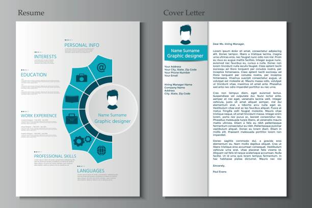 Resume and Cover letter collection.  Modern CV set with Infographics elements. Resume and Cover letter collection.  Modern CV set with Infographics elements. Awesome for job applications. Vector illustration. business cv templates stock illustrations