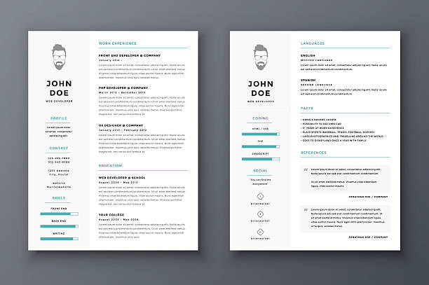 Resume and cv vector template. Awesome for job applications. Resume and cv vector template. Awesome for job applications. business cv templates stock illustrations