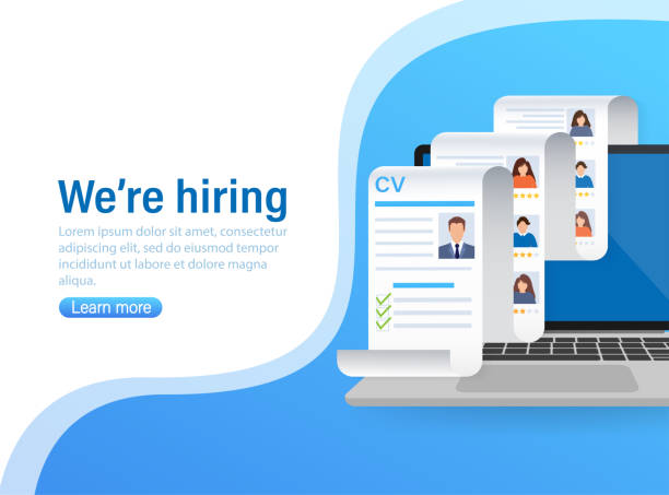 Resume, great design for any purposes. We are hiring concept. Vector illustration flat design. Online interview. Information icon vector. Resume, great design for any purposes. We are hiring concept. Vector illustration flat design. Online interview. Information icon vector interview background stock illustrations