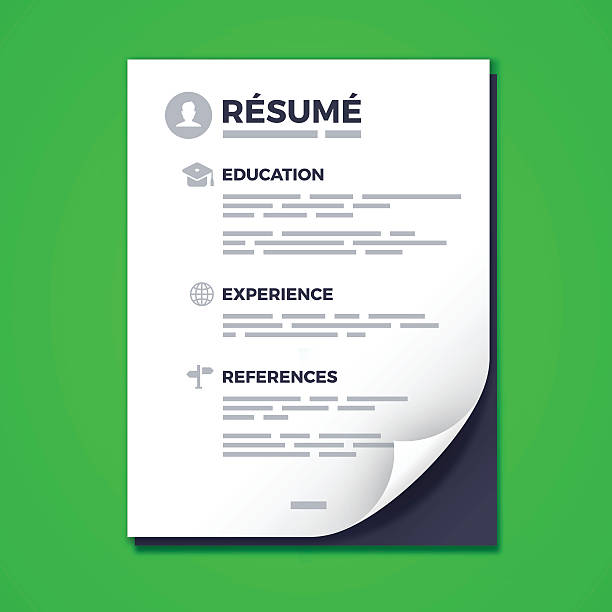 Resume Resume paper concept with folded corner page. EPS 10 file. Transparency effects used on highlight elements. business cv templates stock illustrations