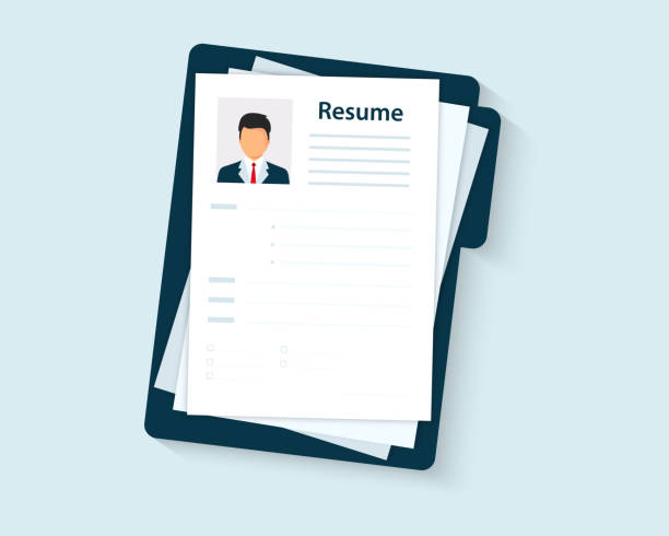 Resumes. CV application. Selecting staff. Resume template for web landing page, banner, presentation, social media. Analyzing personnel resume. Recruitment, concept of human resources management  resume stock illustrations