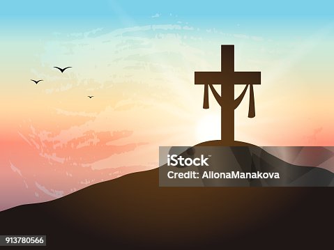 istock Resurrection background with sun rays. 913780566