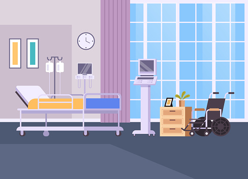 Resuscitation hospital room interior concept. Vector flat graphic design simple illustration