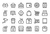 Retail Store Icons Light Line Series Vector EPS File.