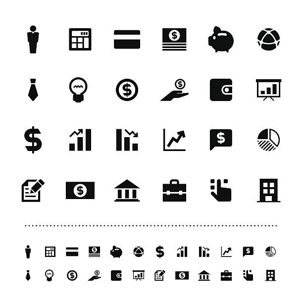netzhaut business und finanzen symbol set - icon grafiken stock-grafiken, -clipart, -cartoons und -symbole