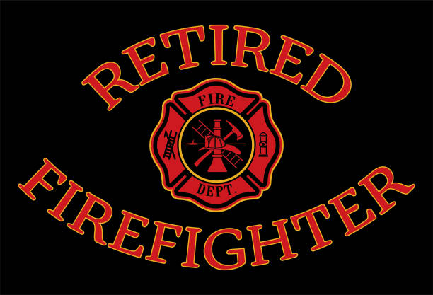 Retired Firefighter Design Retired Firefighter Design is a design illustration that includes a classic firefighter Maltese and Retired Firefighter text in red and gold on a black background. Great promotional graphic for fireman and fire stations. maltese cross stock illustrations