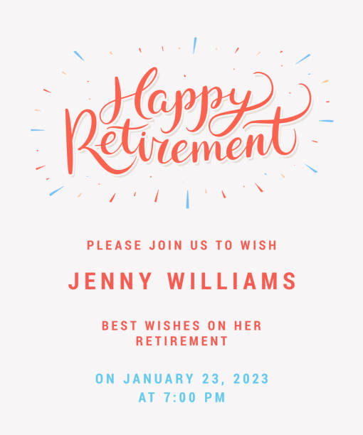 Retirement party. Vector invitation. Retirement party. Vector lettering invitation. retirement stock illustrations