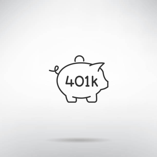 401K retirement plan piggy bank thin line icon 401K retirement plan piggy bank thin line icon 401k stock illustrations