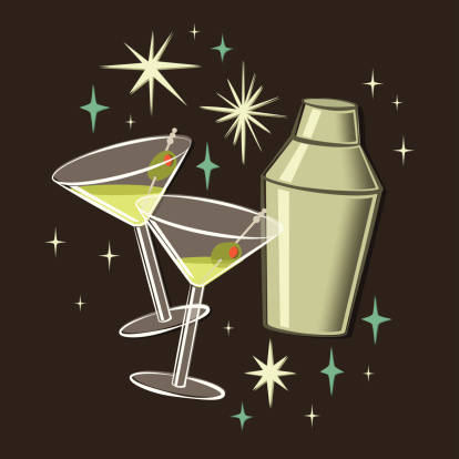 Retro 50s Martini Cocktail Illustration