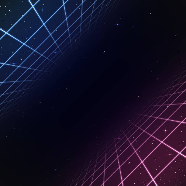 Retro 80s Background A retro 1980s style background, featuring glowing grid lines set against the stars and night sky. This is an ideal design element for your 80s themed party, poster or design project. All elements of this vector illustration are grouped onto clearly labelled layers within the EPS10 file making it easy for you to edit and customize to suit your needs. dance music stock illustrations