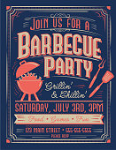 istock Retro Barbecue Party invitation design template for summer cookouts and celebrations 1336167066