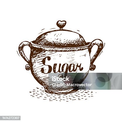 istock Retro coffee set of beans cream milk sugar vector illustration 1414272307