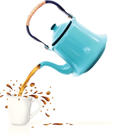 Retro Coffeepot Pouring Splashing Coffee