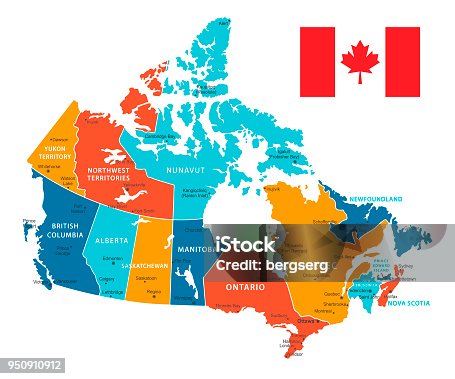 istock Retro Color Map of Canada. Vector Illustration 950910912