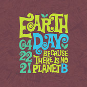 Retro design for Earth Day. Hand drawn lettering in 1960's poster style. For banners, t-shirts, posters and social media. There is no planet B. Square format with textured overlay.