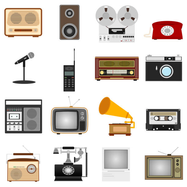 Retro equipment. Set of old electronic equipment. Vector illustration of retro technology. vector art illustration