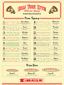 istock Retro Fast Food Restaurant Menu with Outline Ingredient Icons for Ordering Delivery or Takeaway in Pizzeria Deli Style 1328693146