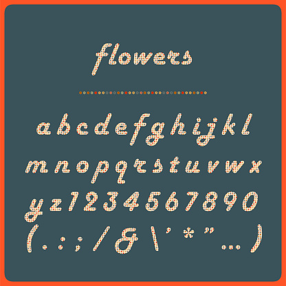 Retro Flower Alphabet - Vintage Typeface with Flower Pattern