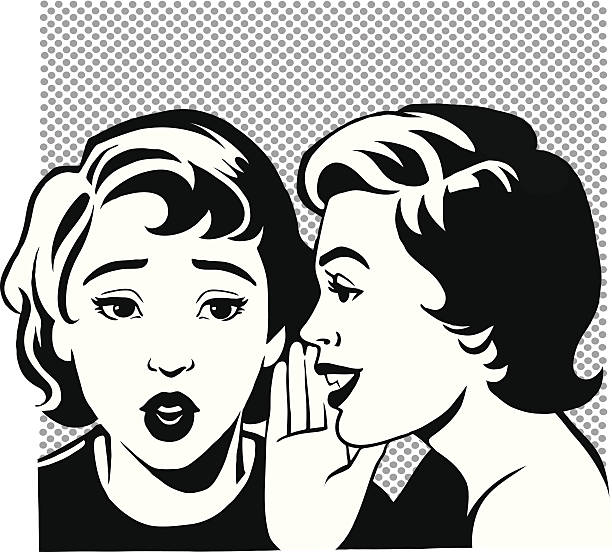 gossiping レトロな女性 - 囁く点のイラスト素材／クリップアート素材／マンガ素材／アイコン素材