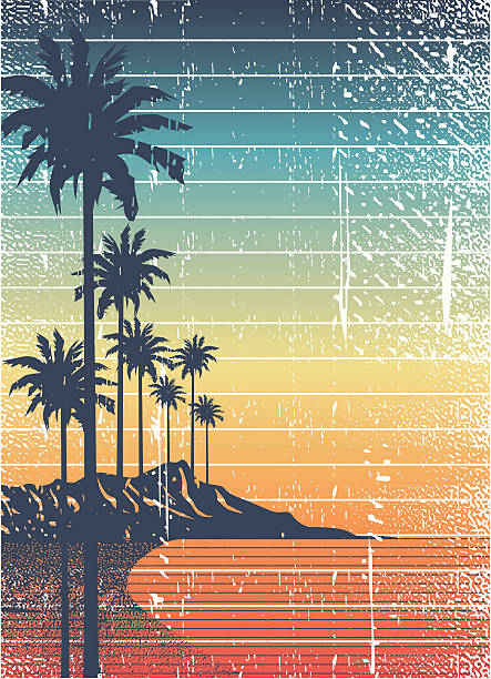retro island vintage summer composition big island hawaii islands stock illustrations