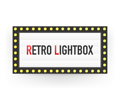 Retro lightbox billboard vintage frame. Lightbox with customizable design. Classic banner for your projects or advertising.