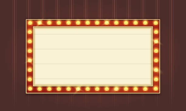 Retro Lightbox Template With Red Border and Straight Corners Retro Lightbox Template With Red Border and Straight Corners movie theater stock illustrations
