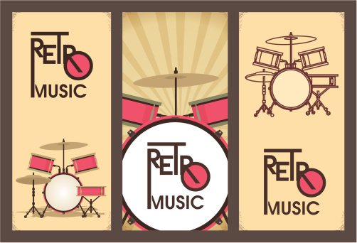 retro music banner set