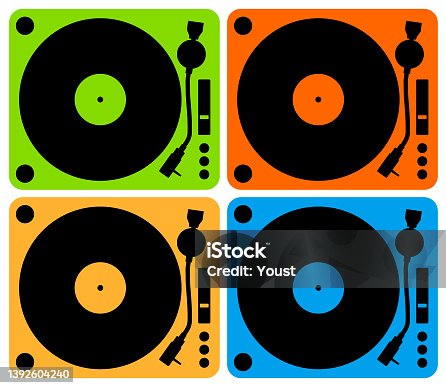 istock Retro Music Vintage Turntable Poster in Retro Desigh Style. Disco Party 60s, 70s, 80s. 1392604240