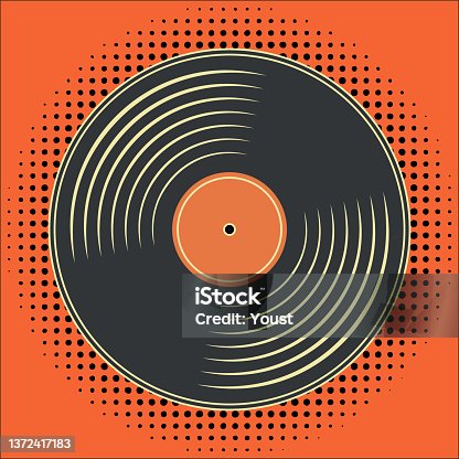 istock Retro Music Vintage Vinyl Record Poster in Retro Desigh Style. Disco Party 60s, 70s, 80s. 1372417183
