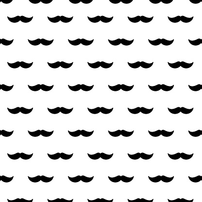 Retro mustache seamless pattern. Hipster seamless pattern with black mustache for wallpaper design.