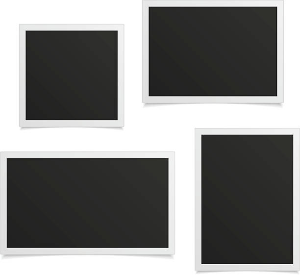 Retro photo frame set. Collection of vector blank photo frames with shadow effects isolated on white background. Set different sizes of photos frame for your picture. art and craft product stock illustrations